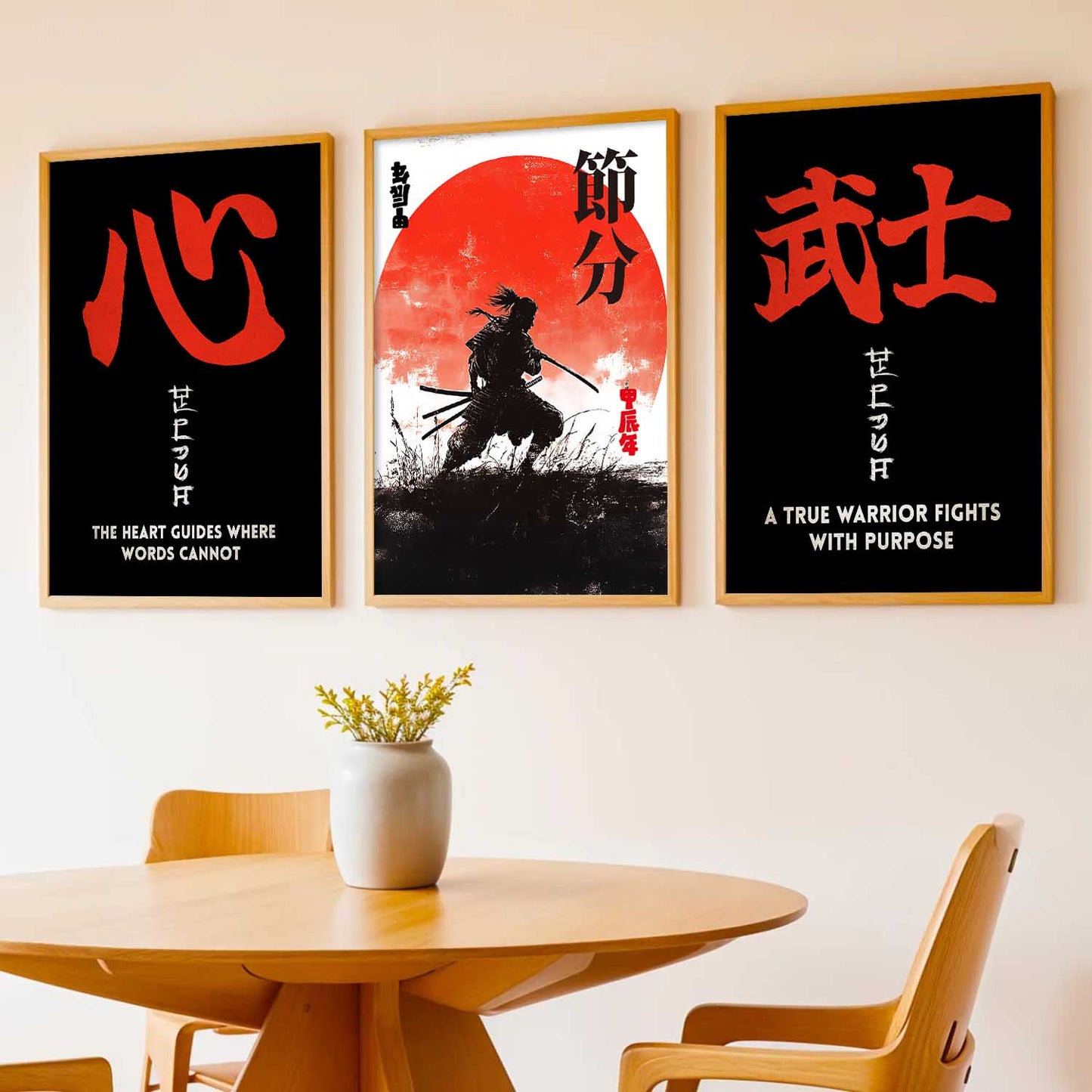 Japanese Samurai Motivational Wall Art Paintings for Living Room Bedroom