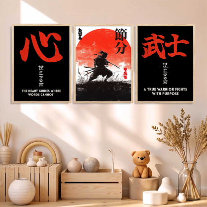 Japanese Samurai Motivational Wall Art Paintings for Living Room Bedroom