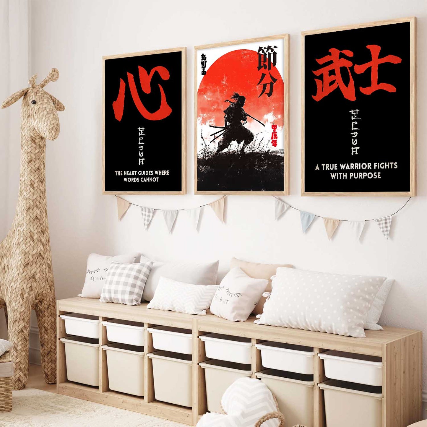 Japanese Samurai Motivational Wall Art Paintings for Living Room Bedroom