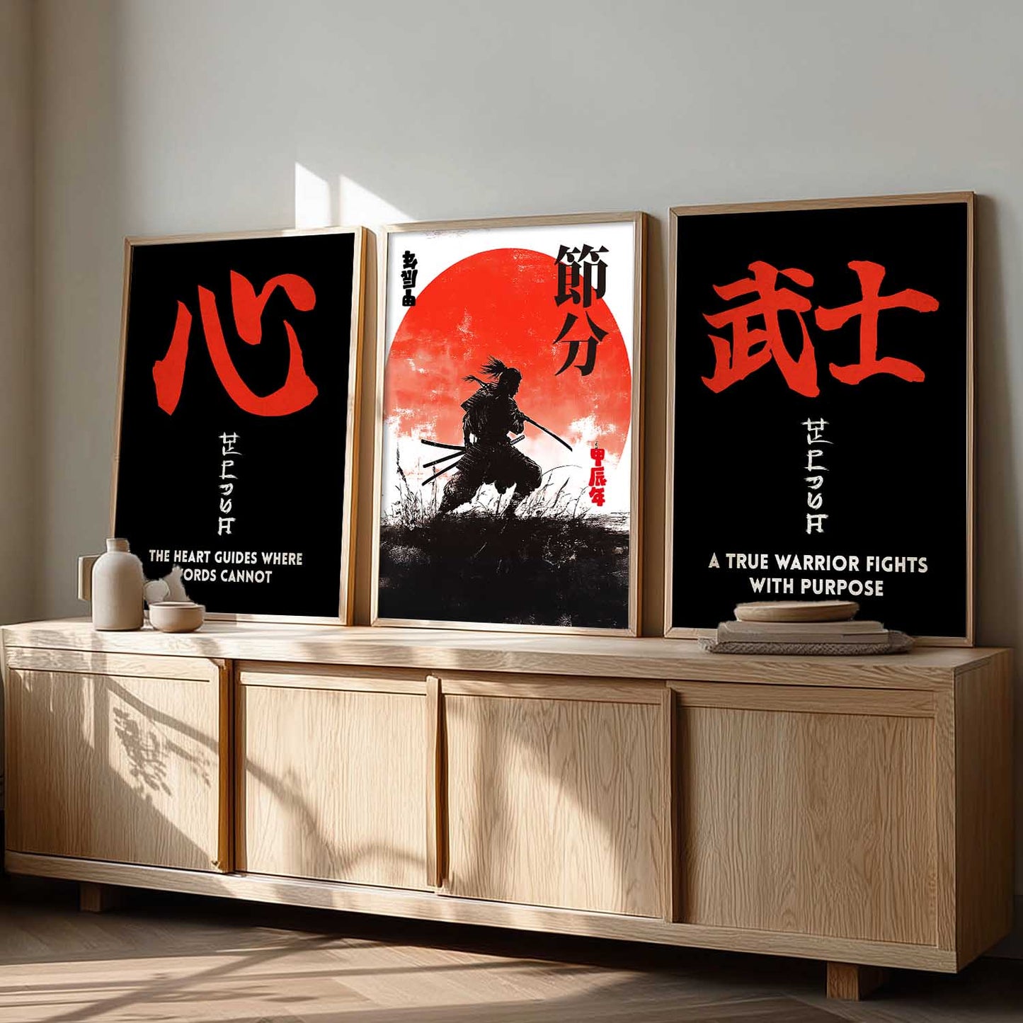 Japanese Samurai Motivational Wall Art Paintings for Living Room Bedroom