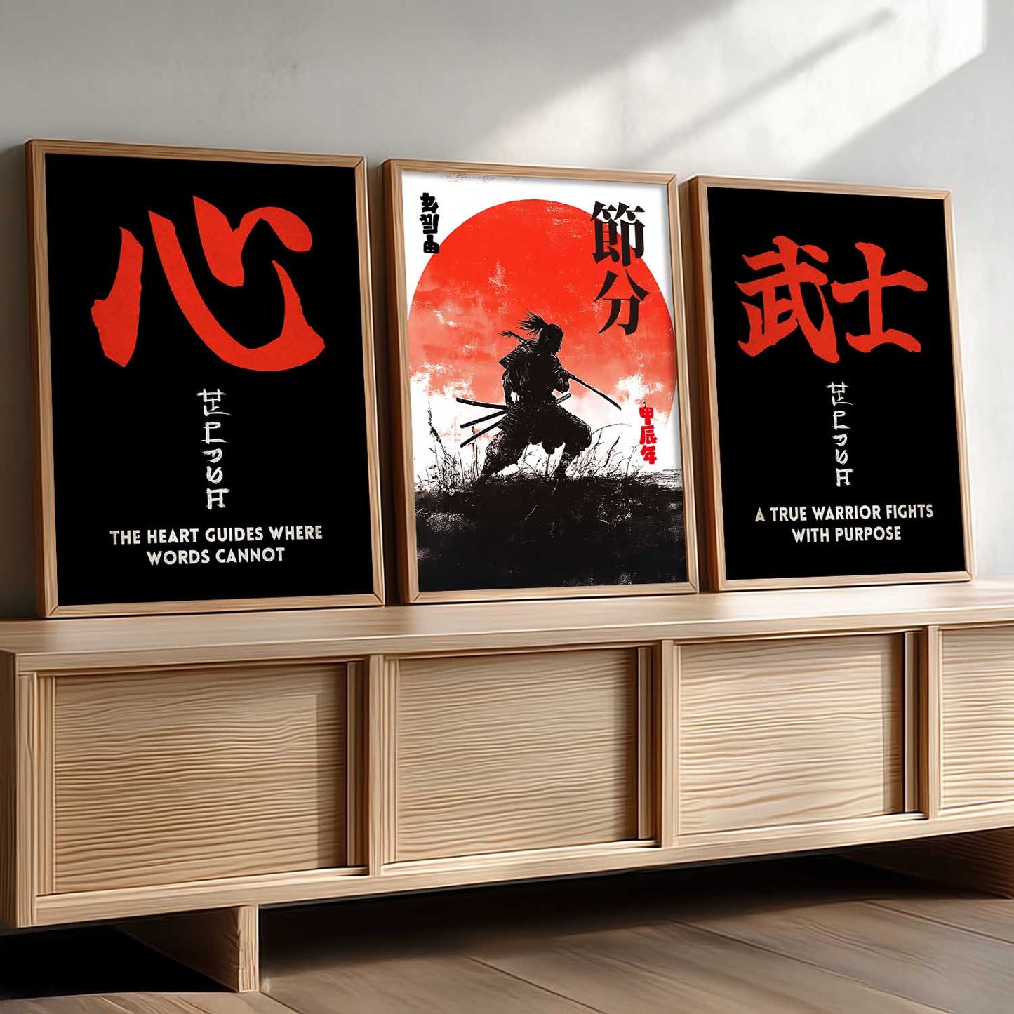 Japanese Samurai Motivational Wall Art Paintings for Living Room Bedroom