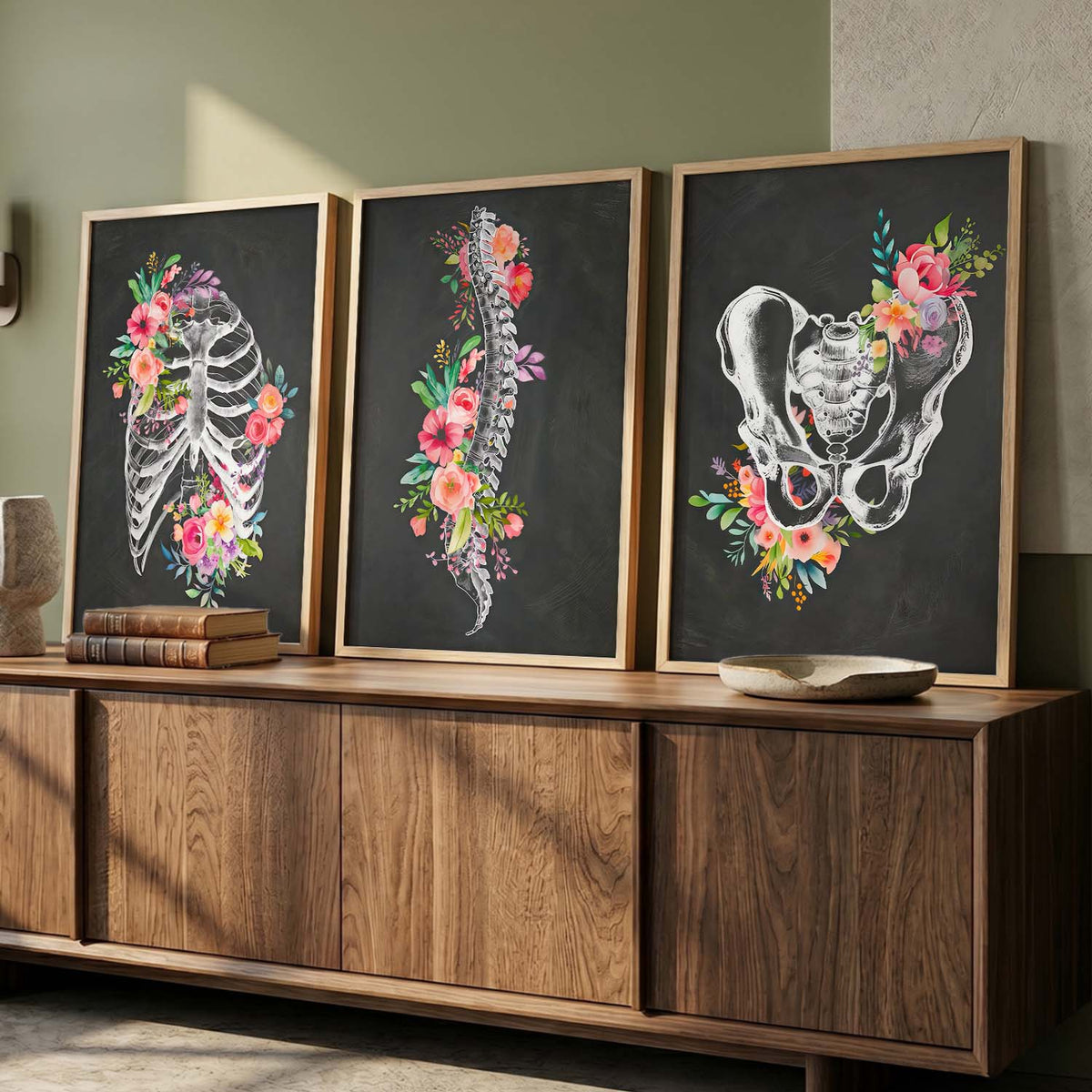 Floral Chiropractic Medical Wall Art Paintings for Clinic Office