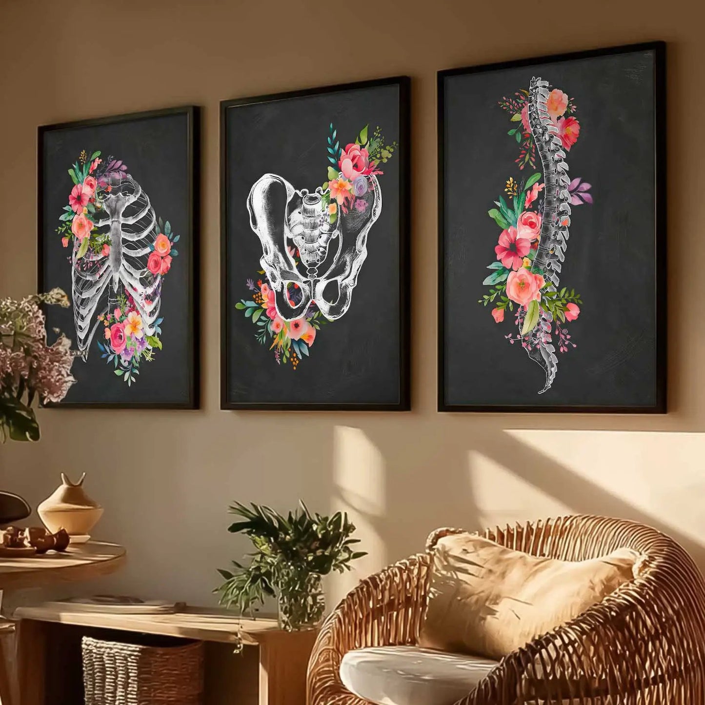 Floral Chiropractic Medical Wall Art Paintings for Clinic Office