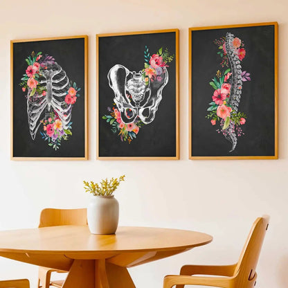 Floral Chiropractic Medical Wall Art Paintings for Clinic Office