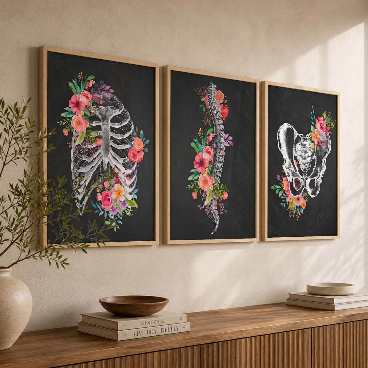 Floral Chiropractic Medical Wall Art Paintings for Clinic Office