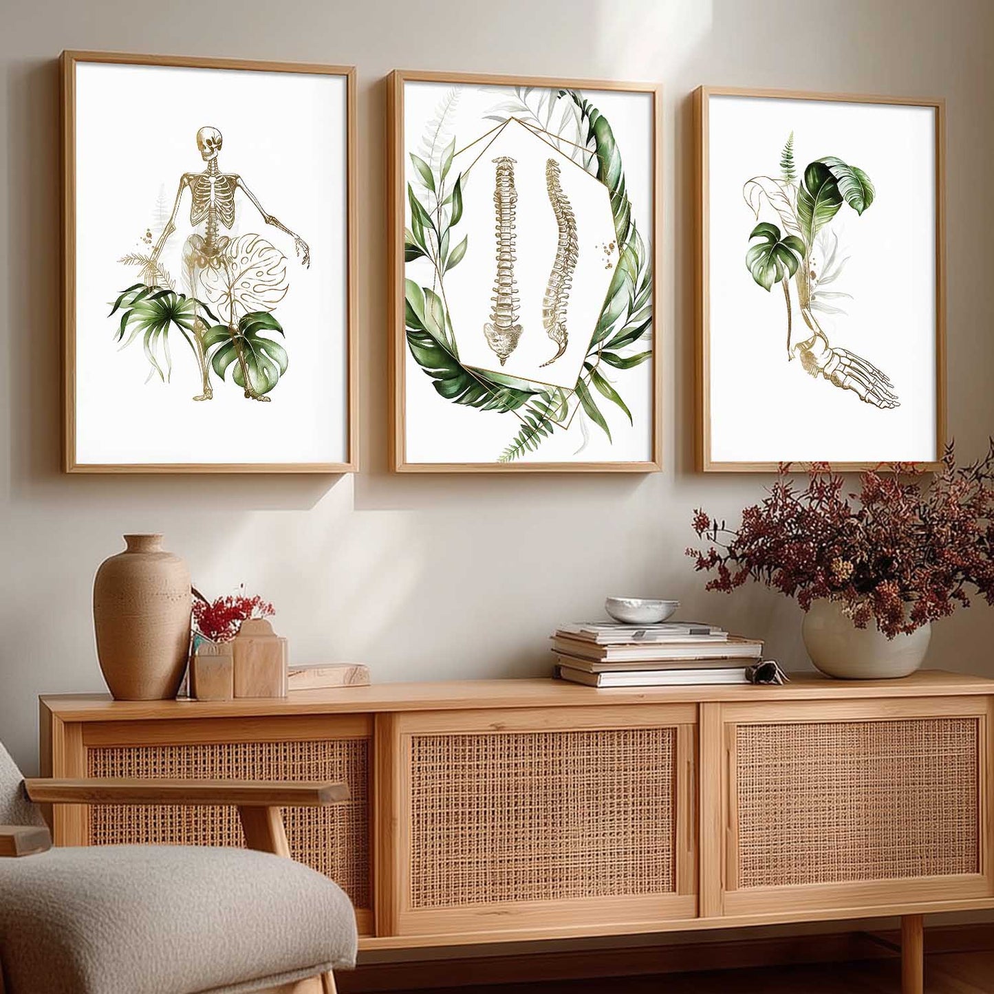 Boho Anatomy Chiropractic Wall Art Paintings for Office Clinic