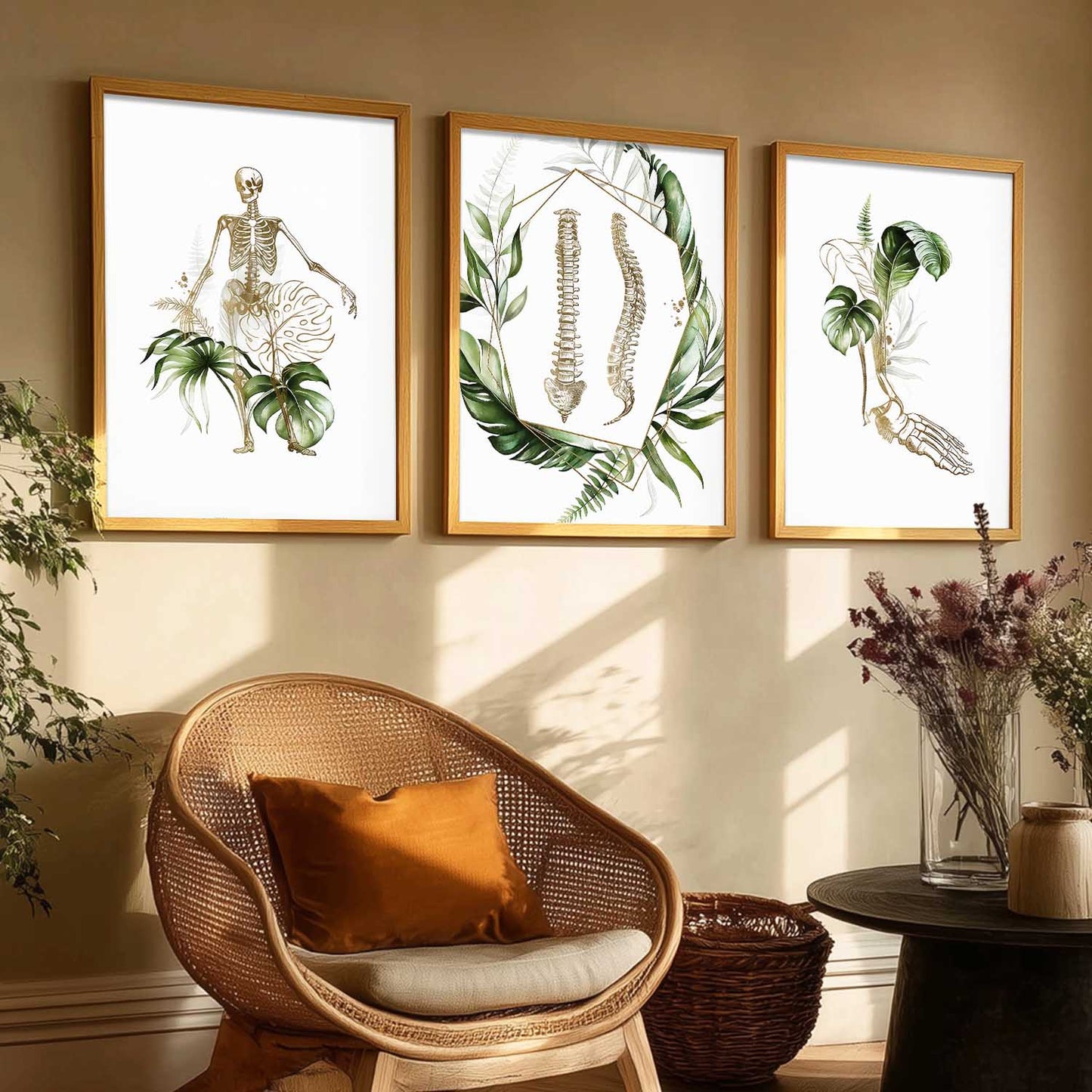 Boho Anatomy Chiropractic Wall Art Paintings for Office Clinic