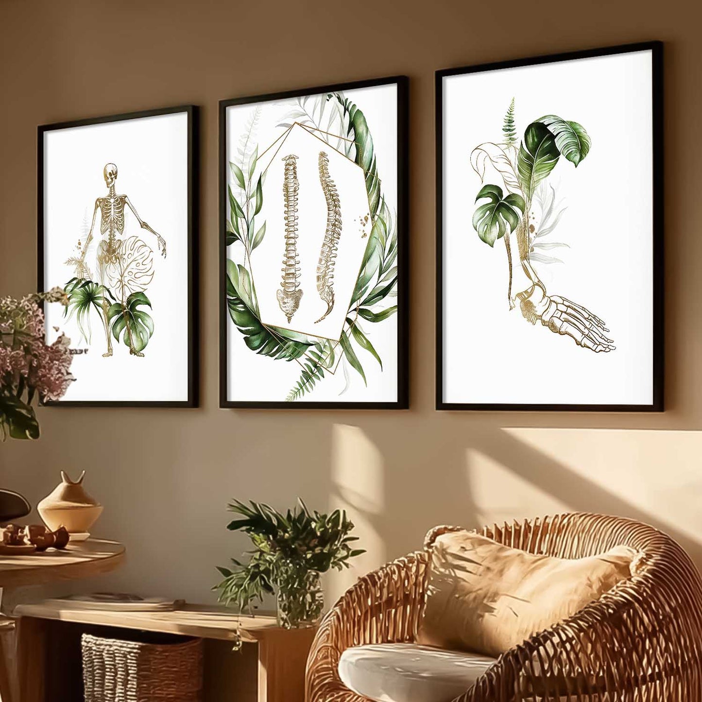 Boho Anatomy Chiropractic Wall Art Paintings for Office Clinic