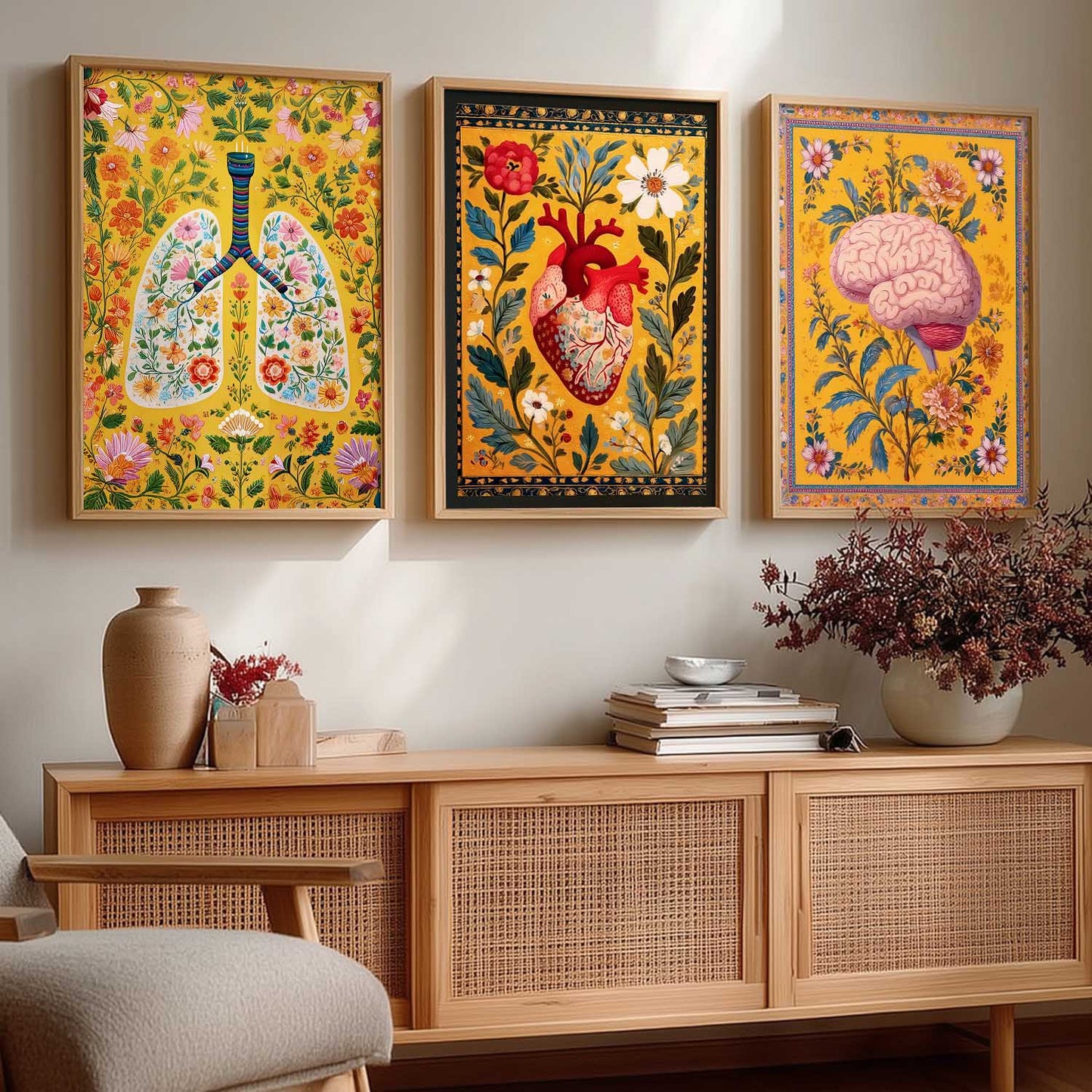 Floral Body Parts Wall Art Paintings for Office Clinic