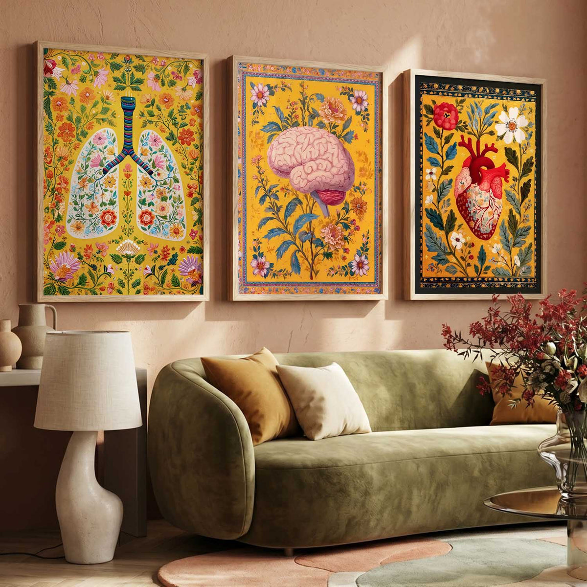Floral Body Parts Wall Art Paintings for Office Clinic