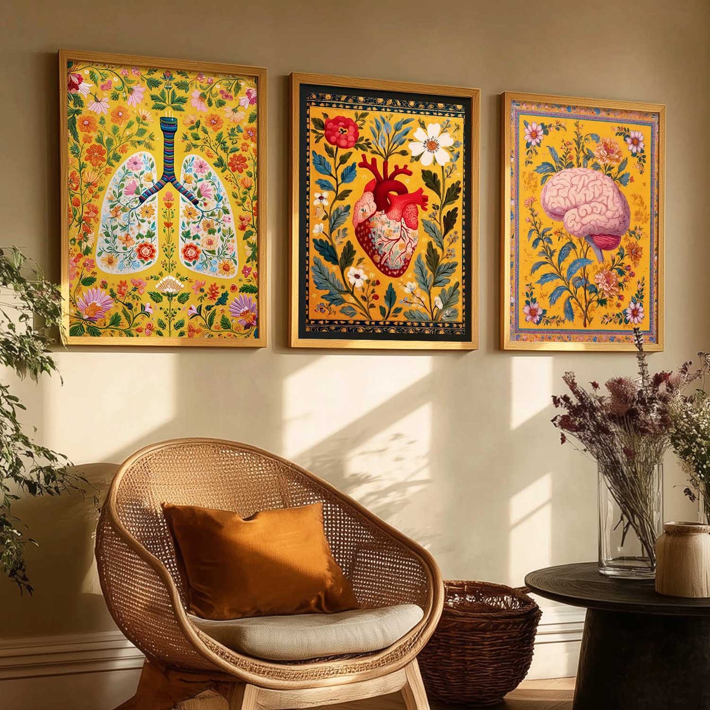 Floral Body Parts Wall Art Paintings for Office Clinic