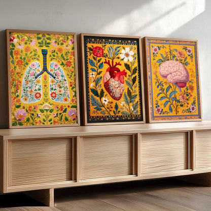 Floral Body Parts Wall Art Paintings for Office Clinic