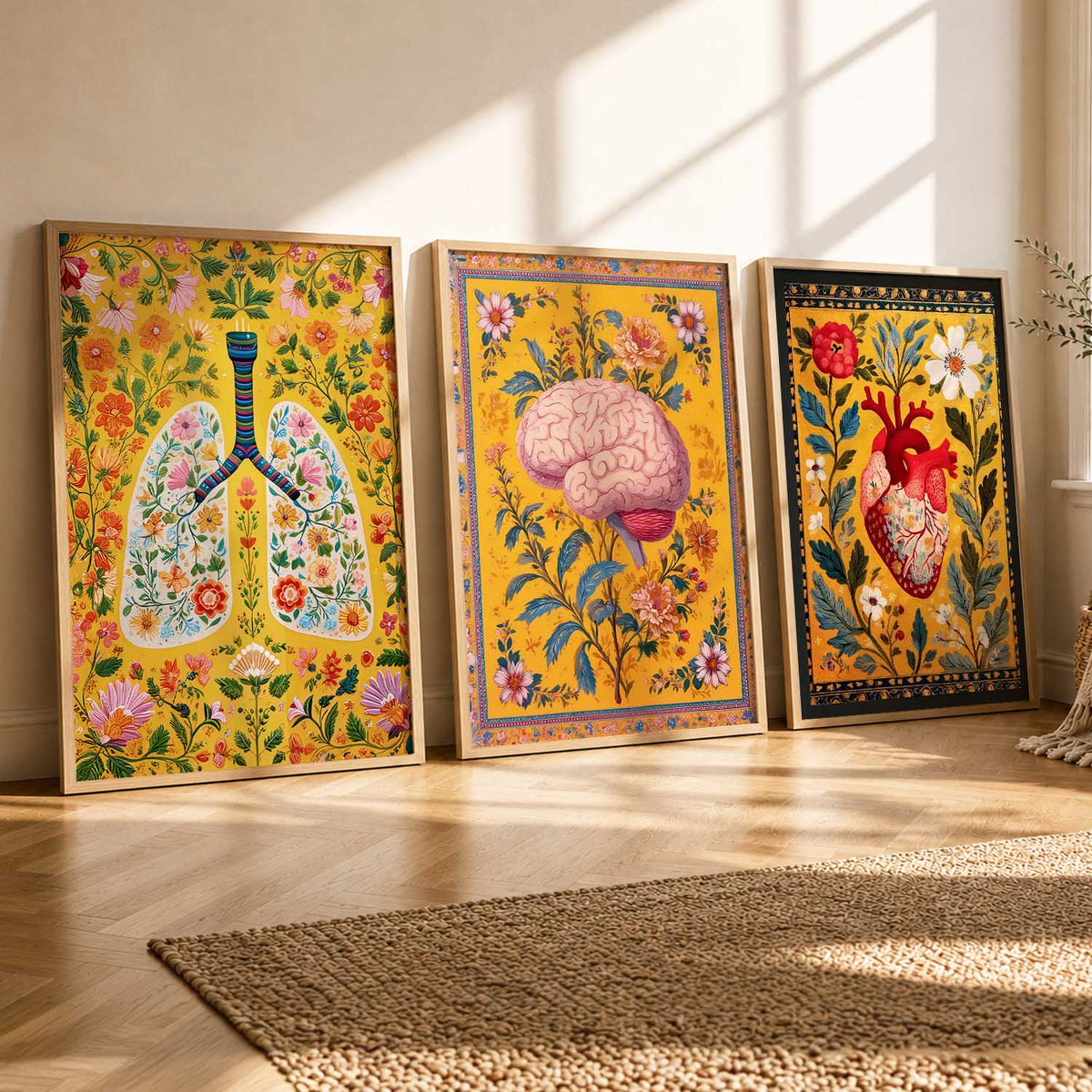 Floral Body Parts Wall Art Paintings for Office Clinic