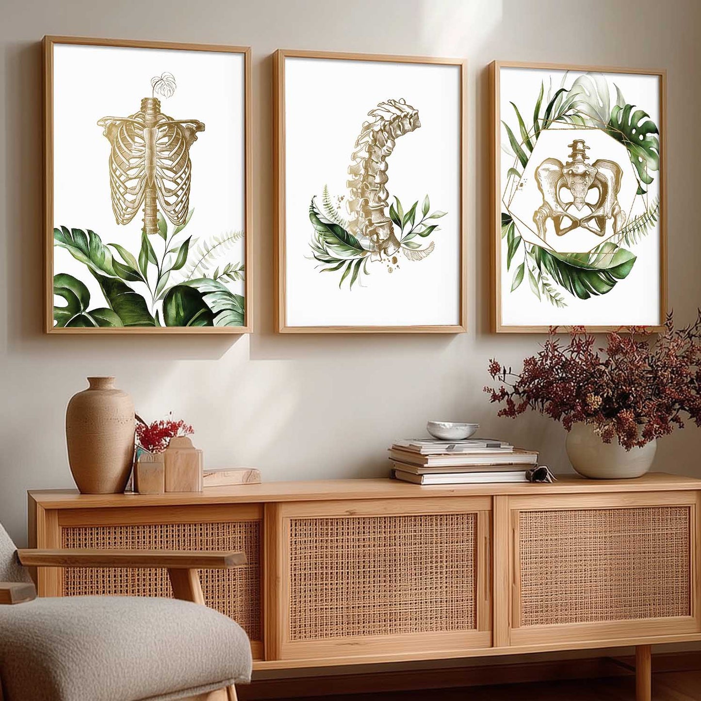 Boho Anatomy Chiropractic Wall Art Paintings for Office Clinic