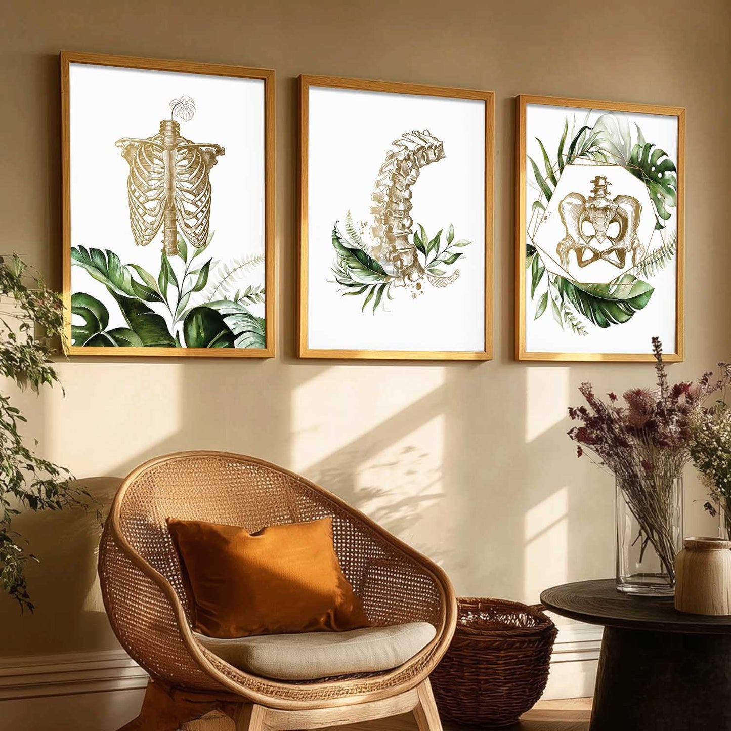 Boho Anatomy Chiropractic Wall Art Paintings for Office Clinic
