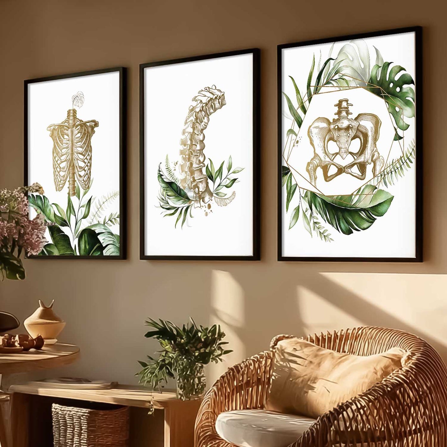 Boho Anatomy Chiropractic Wall Art Paintings for Office Clinic