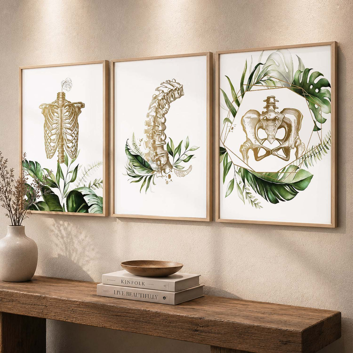 Boho Anatomy Chiropractic Wall Art Paintings for Office Clinic