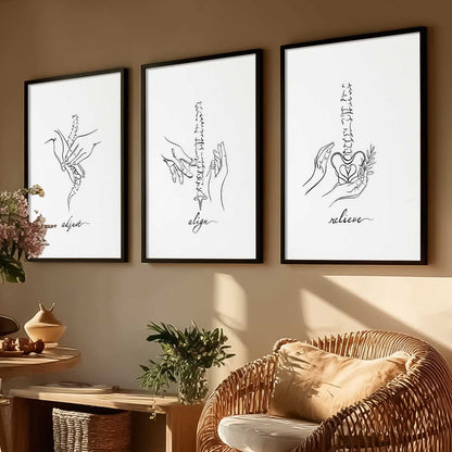 Skeleton Anatomy Line Wall Art Paintings for Office Clinic