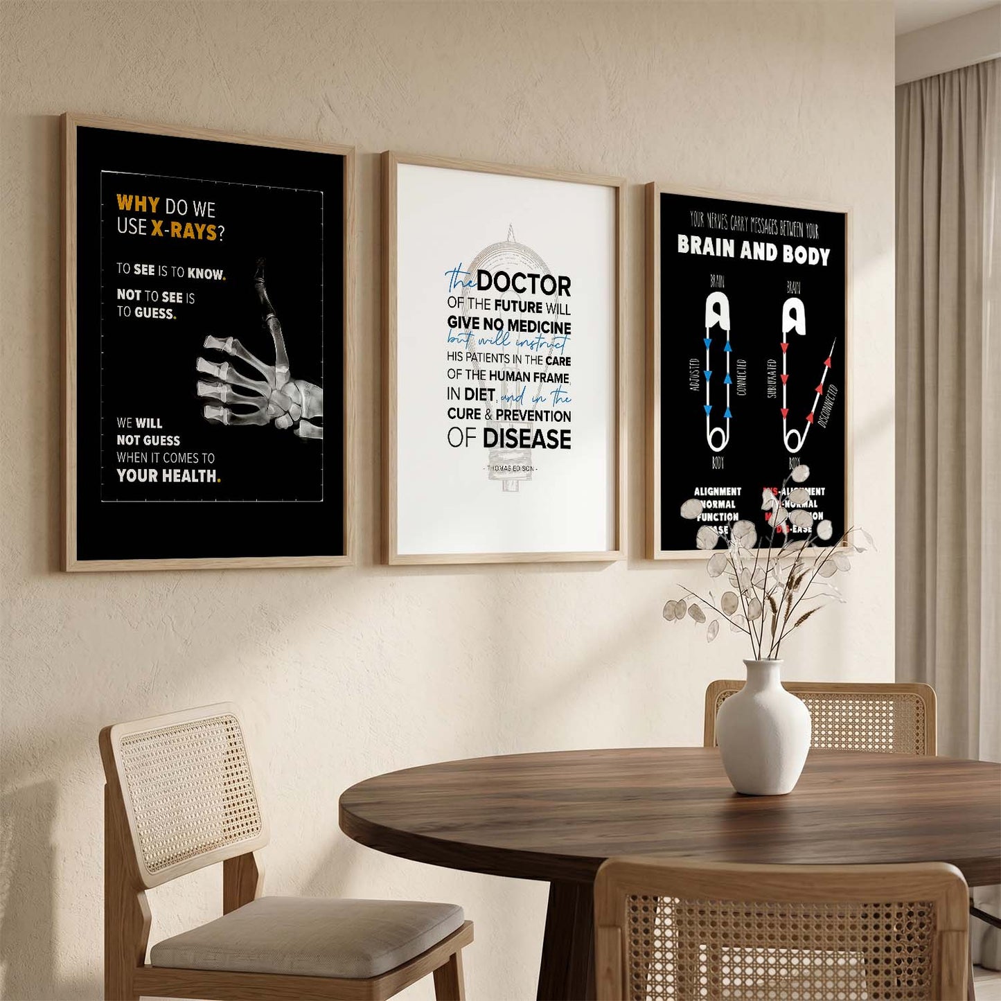 Human Anatomy Motivational Quotes Wall Art Set of 3 Framed Prints