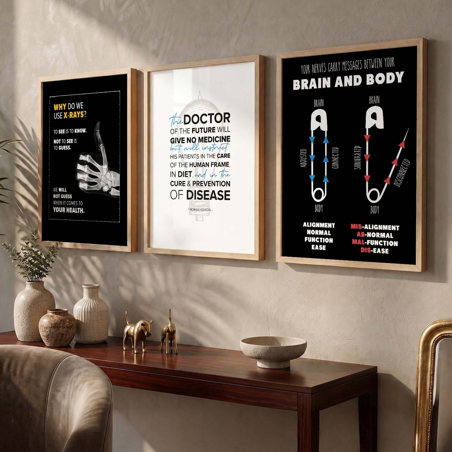 Human Anatomy Motivational Quotes Wall Art Set of 3 Framed Prints