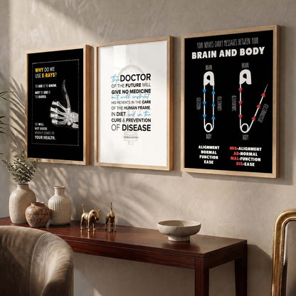 Human Anatomy Motivational Quotes Wall Art Set of 3 Framed Prints