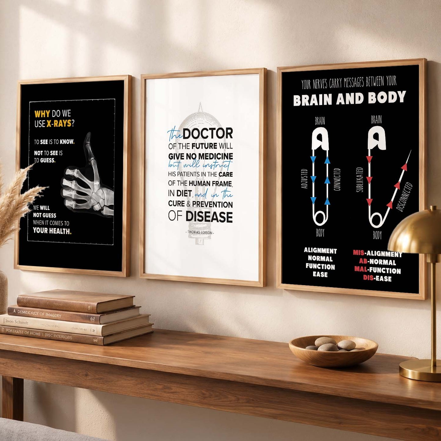 Human Anatomy Motivational Quotes Wall Art Set of 3 Framed Prints