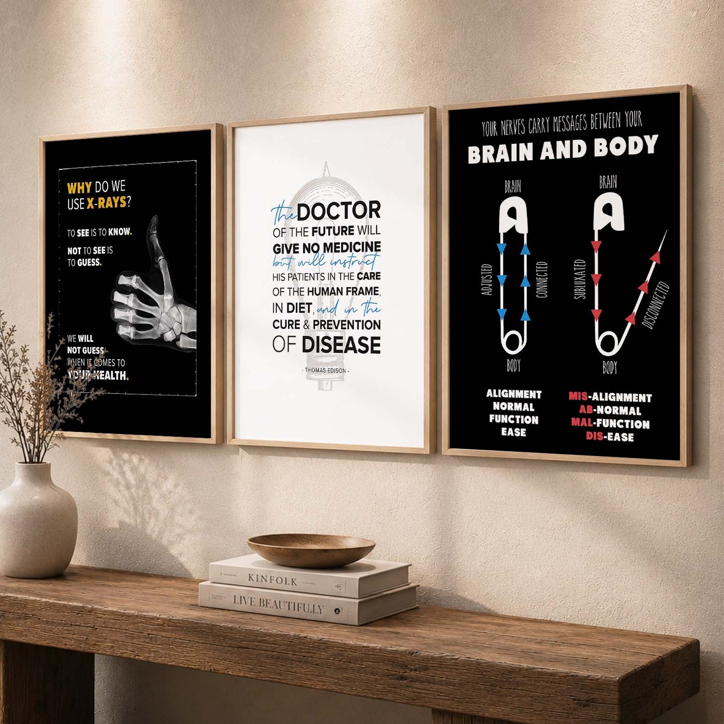 Human Anatomy Motivational Quotes Wall Art Set of 3 Framed Prints
