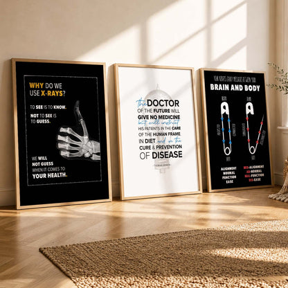 Human Anatomy Motivational Quotes Wall Art Set of 3 Framed Prints