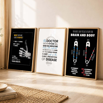 Human Anatomy Motivational Quotes Wall Art Set of 3 Framed Prints