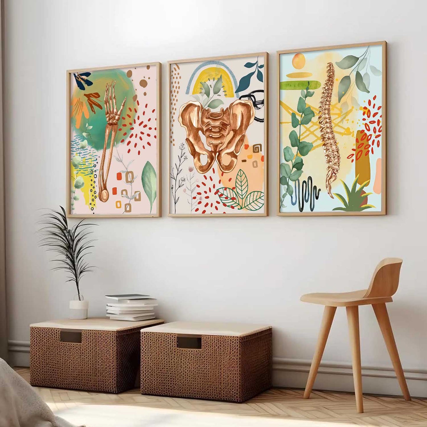 Boho Anatomy Chiropractic Wall Art Paintings for Clinic Office