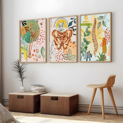 Boho Anatomy Chiropractic Wall Art Paintings for Clinic Office