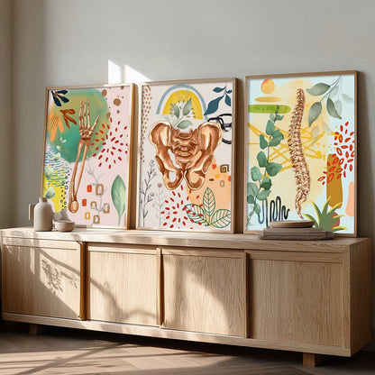 Boho Anatomy Chiropractic Wall Art Paintings for Clinic Office
