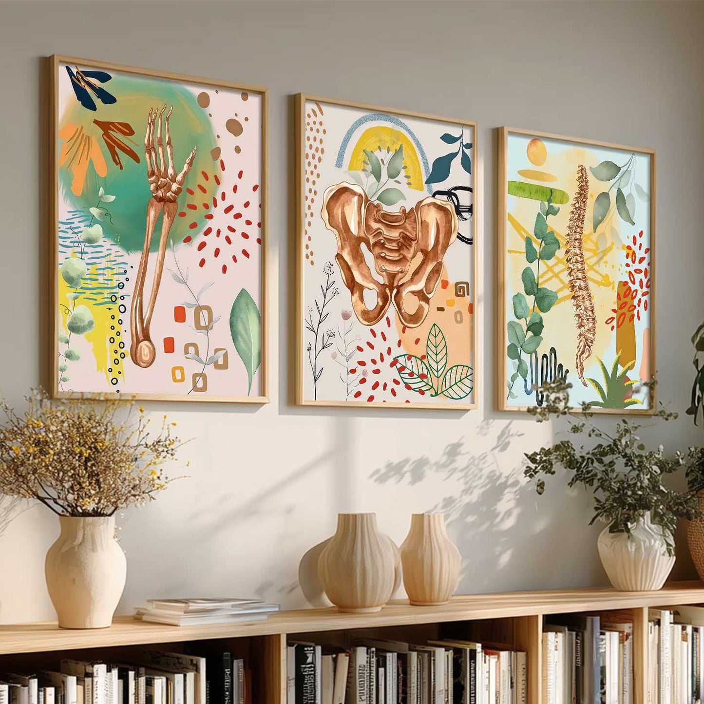 Boho Anatomy Chiropractic Wall Art Paintings for Clinic Office