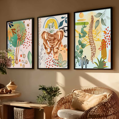 Boho Anatomy Chiropractic Wall Art Paintings for Clinic Office