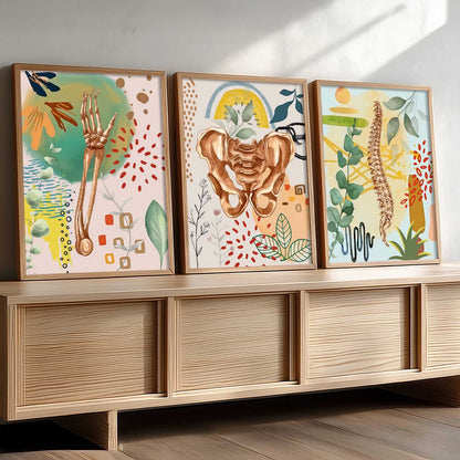 Boho Anatomy Chiropractic Wall Art Paintings for Clinic Office
