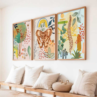 Boho Anatomy Chiropractic Wall Art Paintings for Clinic Office