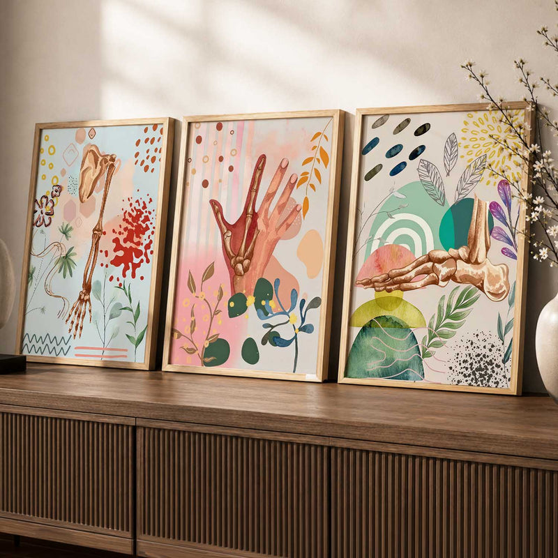 Earthy Botanical Soft Wall Art Set of 3 Framed Prints