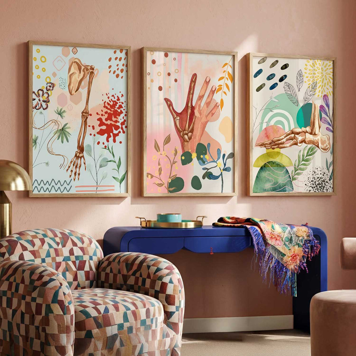 Earthy Botanical Soft Wall Art Set of 3 Framed Prints