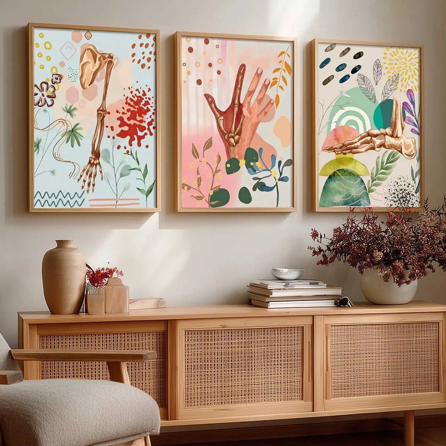 Boho Framed Wall Art Prints | Set of 3 | Home Decor