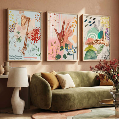 Earthy Botanical Soft Wall Art Set of 3 Framed Prints