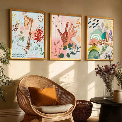 Boho Framed Wall Art Prints | Set of 3 | Home Decor