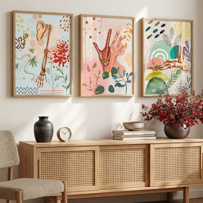 Earthy Botanical Soft Wall Art Set of 3 Framed Prints