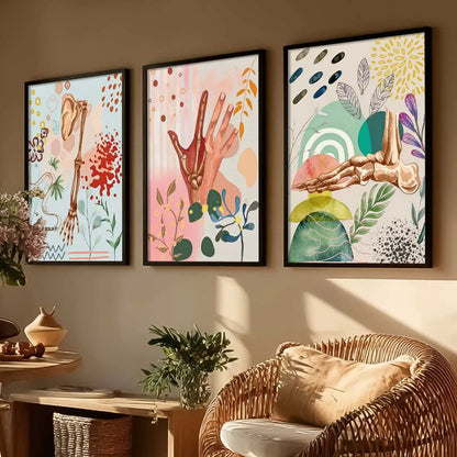 Boho Framed Wall Art Prints | Set of 3 | Home Decor