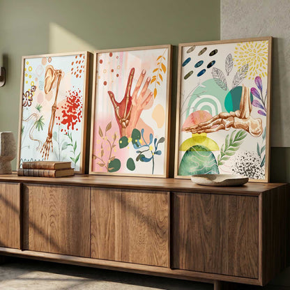 Earthy Botanical Soft Wall Art Set of 3 Framed Prints