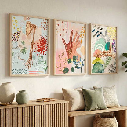 Earthy Botanical Soft Wall Art Set of 3 Framed Prints