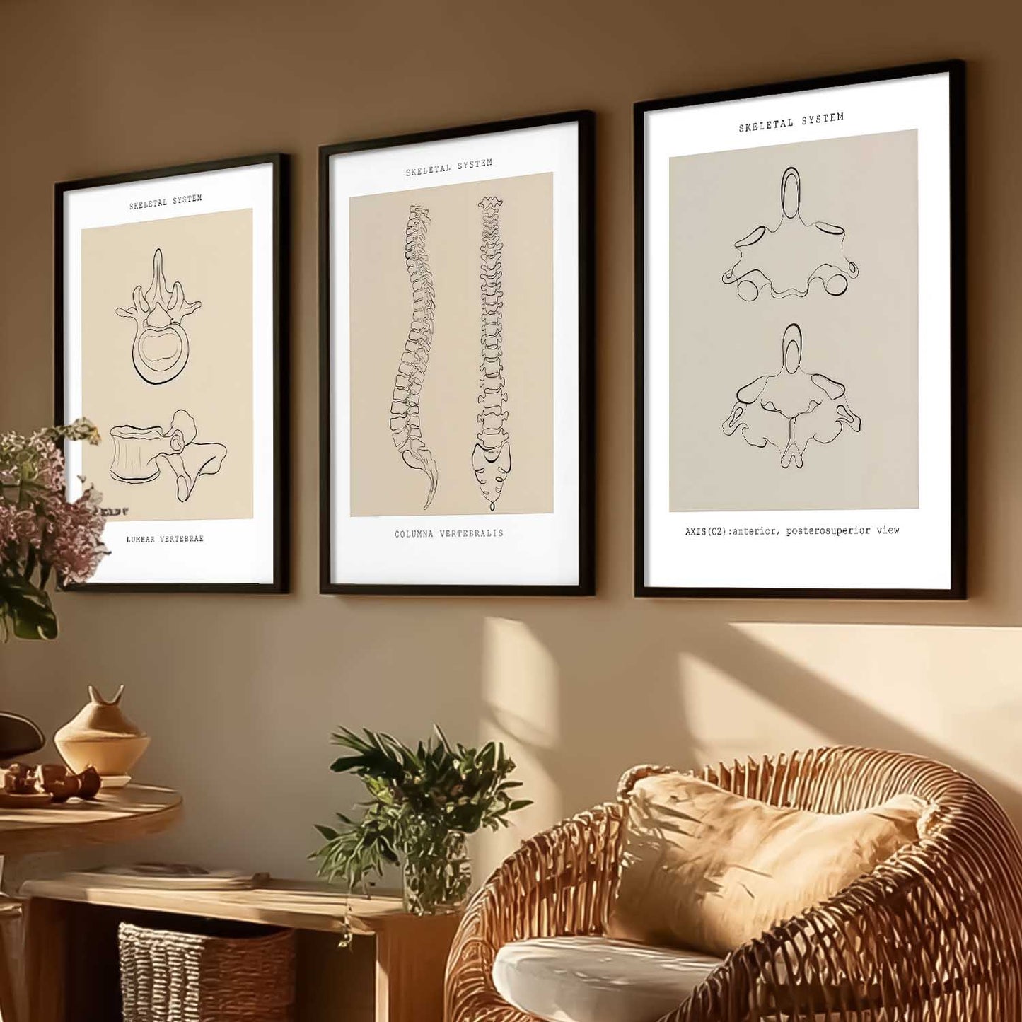 Skeleton Anatomy Line Wall Art Paintings for Office Clinic