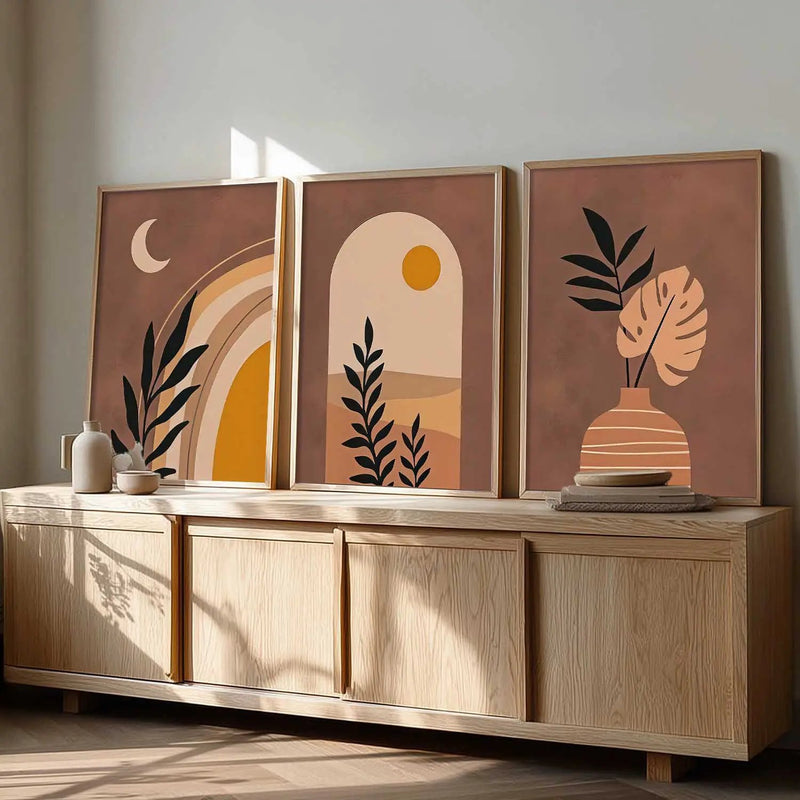 Boho Framed Wall Art Prints | Set of 3 | Home Decor