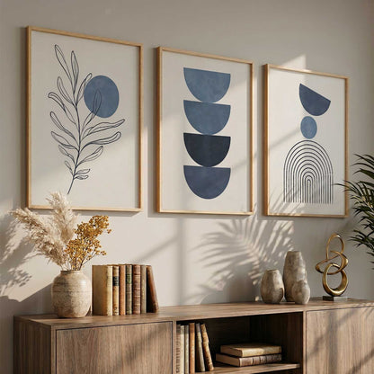 Blue Ivory Botanical Wall Art Set of 3 Framed Prints
