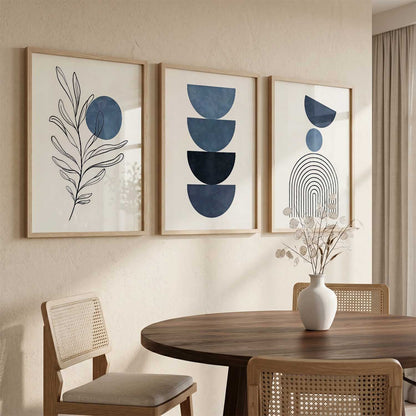 Blue Ivory Botanical Wall Art Set of 3 Framed Prints