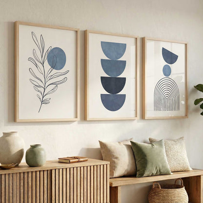 Blue Ivory Botanical Wall Art Set of 3 Framed Prints
